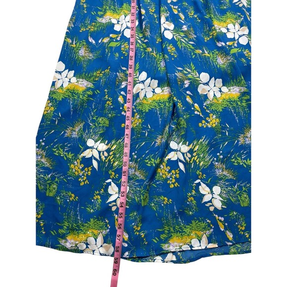 Halogen Women's Maxi Dress Plus Size 2X Blue Floral Faux Wrap Sleeveless V Neck - Picture 9 of 11